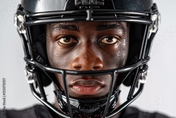 Obraz Man wearing a football helmet is looking at the camera