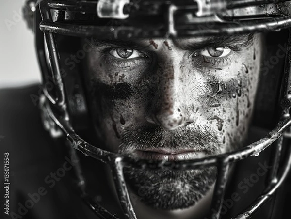 Obraz Man with a black helmet on his head