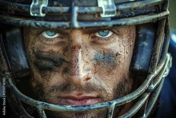Obraz Man with a blue helmet on his head