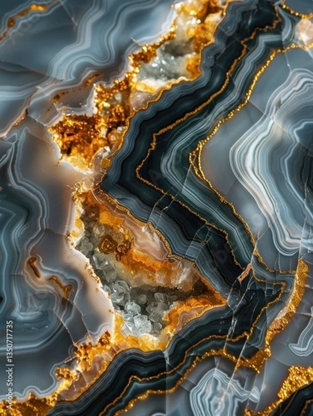 Obraz Piece of rock with a gold and black pattern