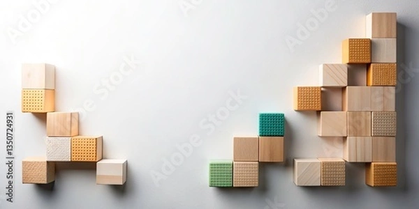 Fototapeta Minimalist Building Blocks Flat Lay | Luxury Architecture Photography | Overhead Wide Angle