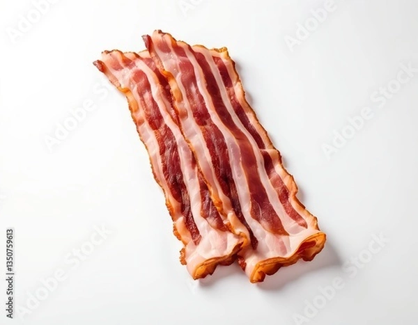 Obraz Crispy Bacon Slices on White Background