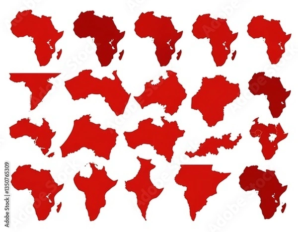 Fototapeta Red African Continent Map Variations