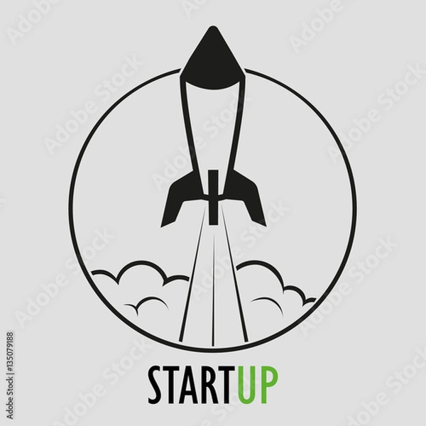 Fototapeta Rocket flying up. Start up.