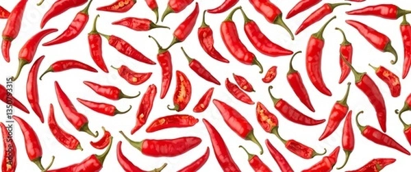Fototapeta Red Chili Peppers Seamless Pattern