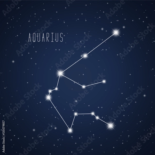 Fototapeta Vector illustration of Aquarius constellation on the background of starry sky