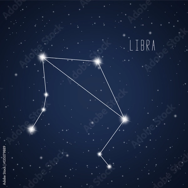 Fototapeta Vector illustration of Libra constellation on the background of starry sky