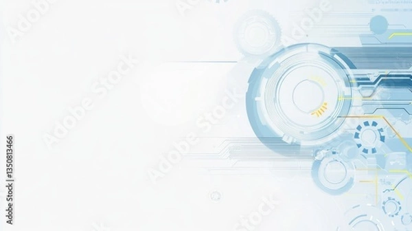 Obraz Abstract technological design background with interconnected circles and lines.  Possible use Website banner, presentation slide