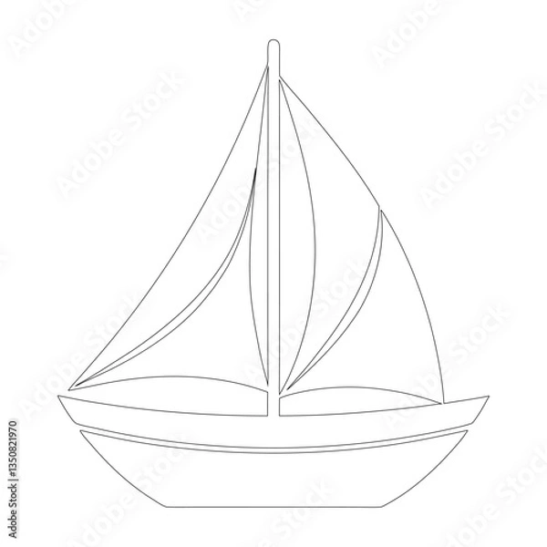 Obraz Minimalist Sailboat Line Art Vector | Nautical Silhouette Illustration vector illustration of a ship