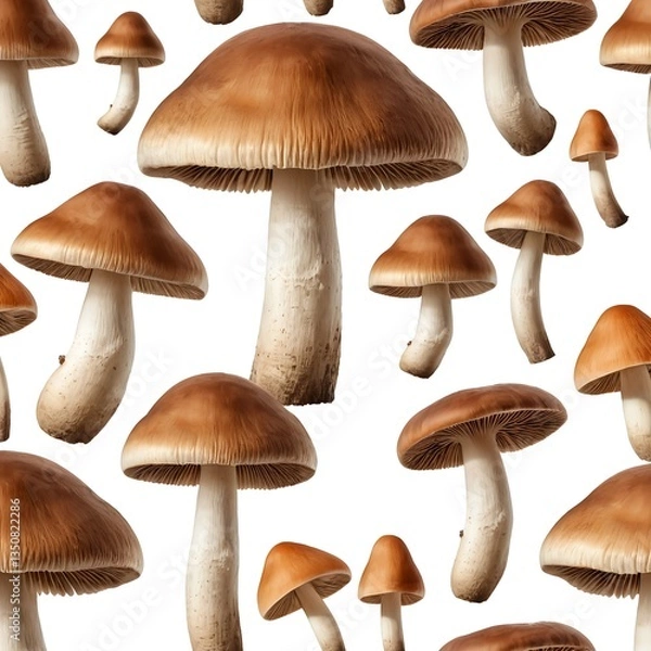 Fototapeta Brown Mushrooms Seamless Pattern