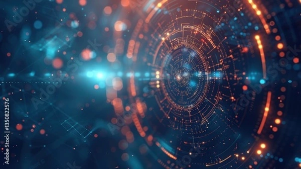 Fototapeta Colorful, glowing circle with a blue background