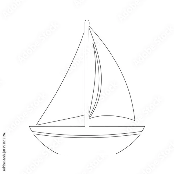 Fototapeta Minimalist Sailboat Line Art Vector | Nautical Silhouette Illustration sailing ship isolated on white