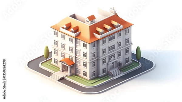Obraz Orphanage building isometric 3D