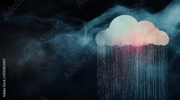 Obraz Artistic Cloud with Rainfall in Abstract Dark Background