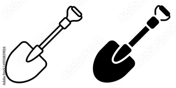 Fototapeta Shovel editable stroke outline icon isolated on white background flat vector illustration, black outline, Pixel perfect