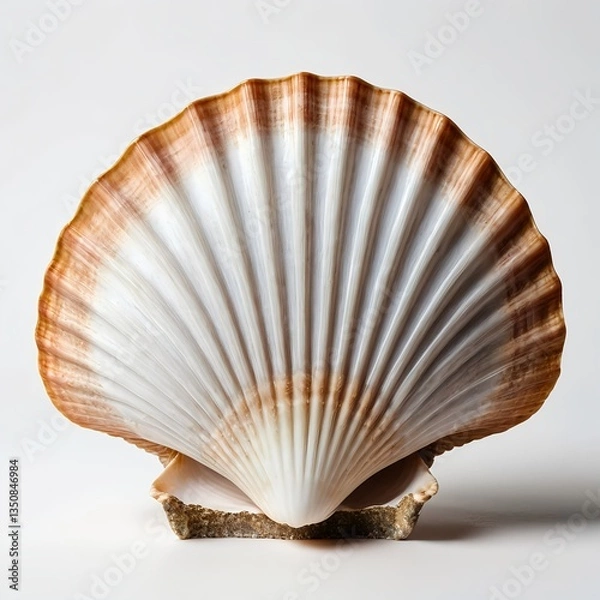 Obraz Elegant Scallop Shell on White Background