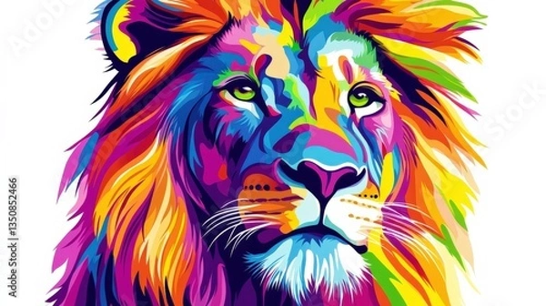 Fototapeta Colorful Lion Illustration with Ample Copy Space