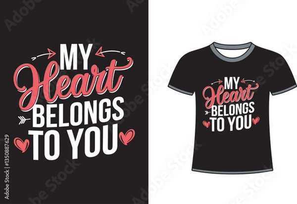 Fototapeta My Heart Belongs to You typography t-shirt design . cat t-shirt design . art and illustration