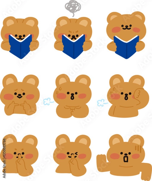 Fototapeta 다양한 포즈의 곰돌이 캐릭터