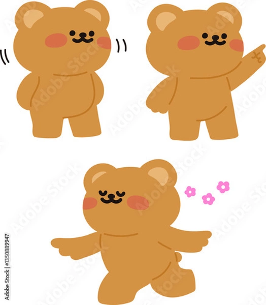Fototapeta 다양한 포즈의 곰돌이 캐릭터