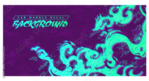 Fototapeta sporty abstract japan style flame fire liquid lava livery pattern background halftone marble texture vector illustration	
banner