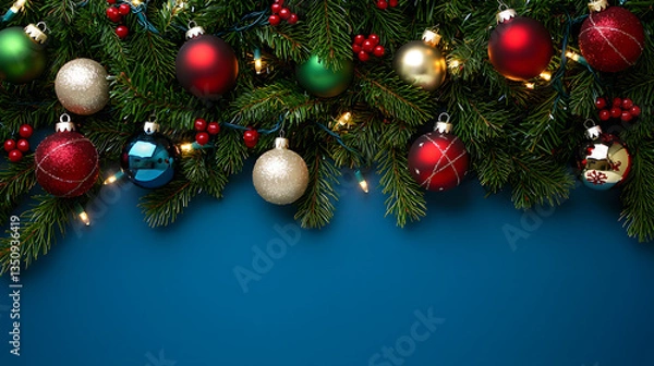 Fototapeta A festive Christmas background featuring sparkling lights, capturing the warm and joyful spirit of the holiday season.
