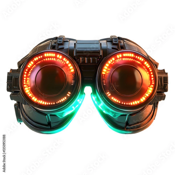 Fototapeta Futuristic Steampunk-Inspired Neon Goggles with Glowing Circuits