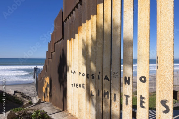 Obraz U.S. - Mexico border fence at the beach in Tijuana