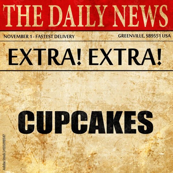 Obraz cupcakes, newspaper article text