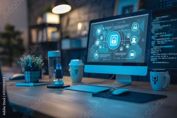 Obraz Conceptual Illustration Depicting WordPress Backup Solutions and Data Security Systems