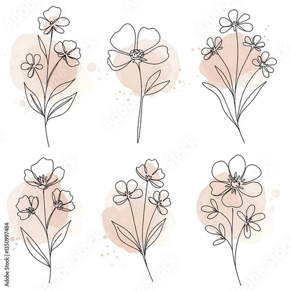 Fototapeta A Close Up Of A Bunch Of Flowers With A Pink Background