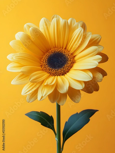Fototapeta Single sunflower: Close-up with high-saturation warm tones