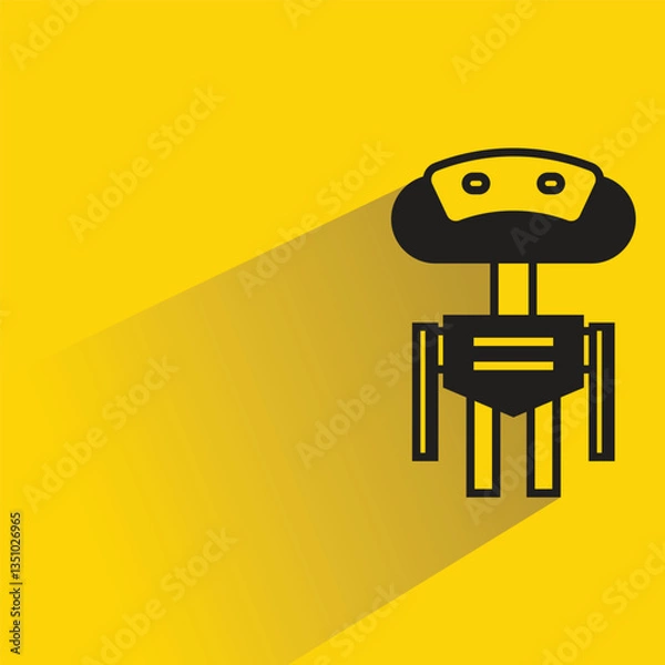 Fototapeta robot avatar with shadow yellow background