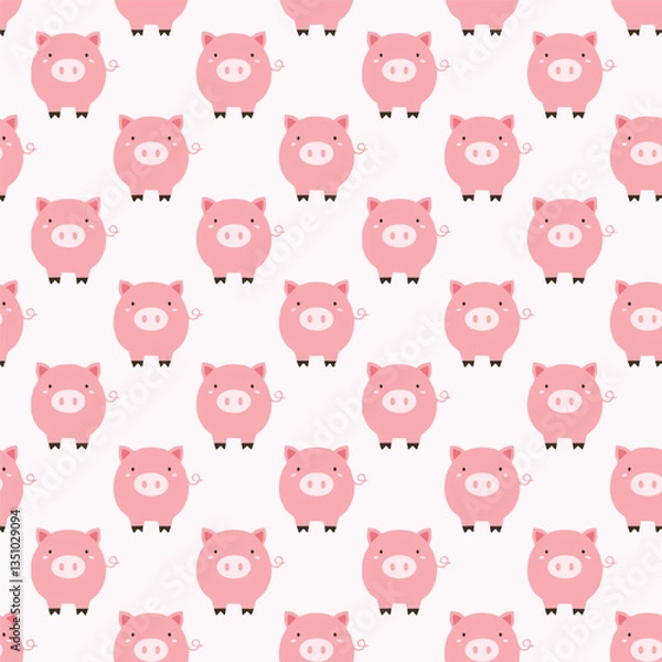 Obraz Pink pig seamless pattern vector illustration