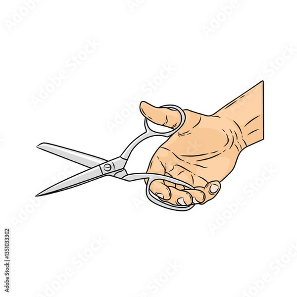 Fototapeta vector of hands in a pose holding scissors