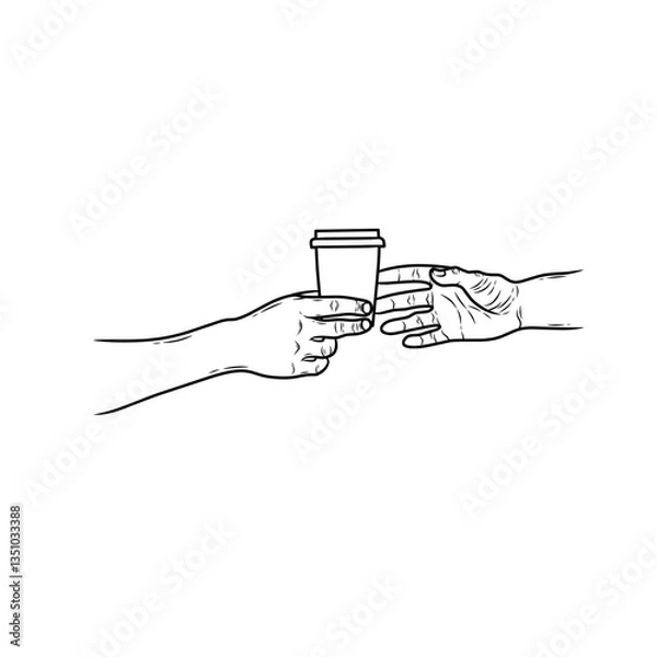 Fototapeta vector hand with a pose holding a coffee cup