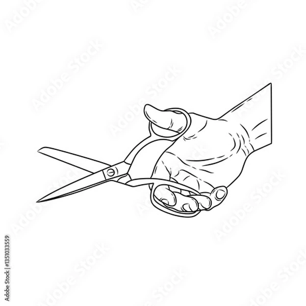 Fototapeta vector of hands in a pose holding scissors