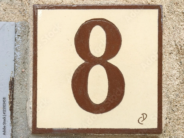 Obraz Ceramic tile with numer eight 8