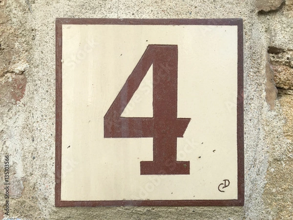 Obraz Ceramic tile with numer four 4