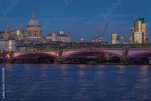 Obraz Blackfriers Bridge with St Paul Cathedral and river Thames in London