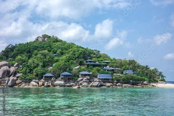 Fototapeta a beautiful view of private island of Koh Nang Yuan - Koh Tao for relaxing holidays. One of the most famous tourist destination in Thailand where travelers came to diving and snorkeling