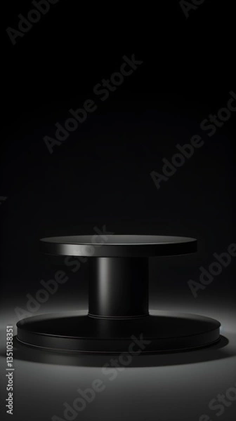 Fototapeta Elegant Black Cylindrical Display Stand Minimalist Product Presentation Platform