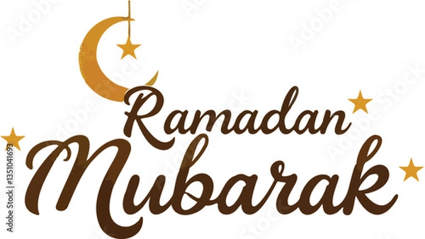Fototapeta Ramadan Mubarak typography calligraphy illustration on white background