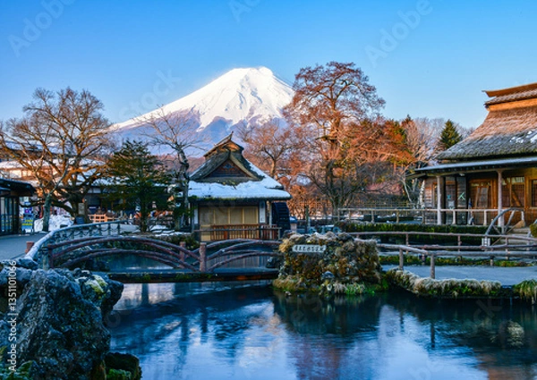Obraz 忍野村から富士山と忍野八海
