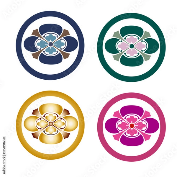 Obraz カラー家紋:：木瓜紋（透過可）