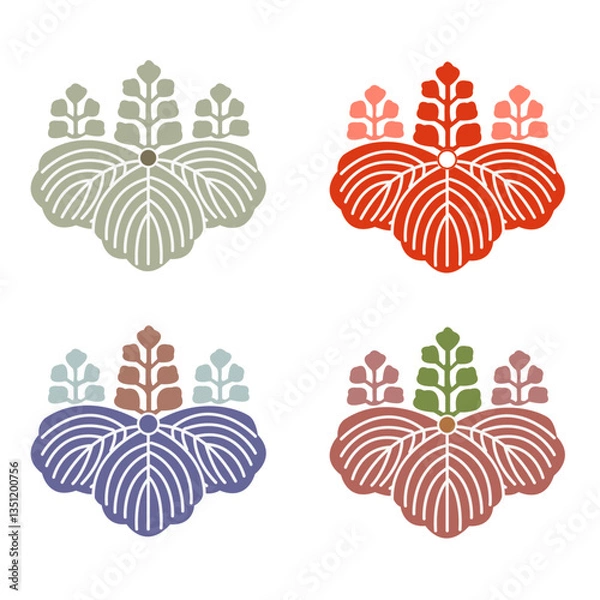 Obraz カラー家紋:五七桐　豊臣秀吉（透過可）