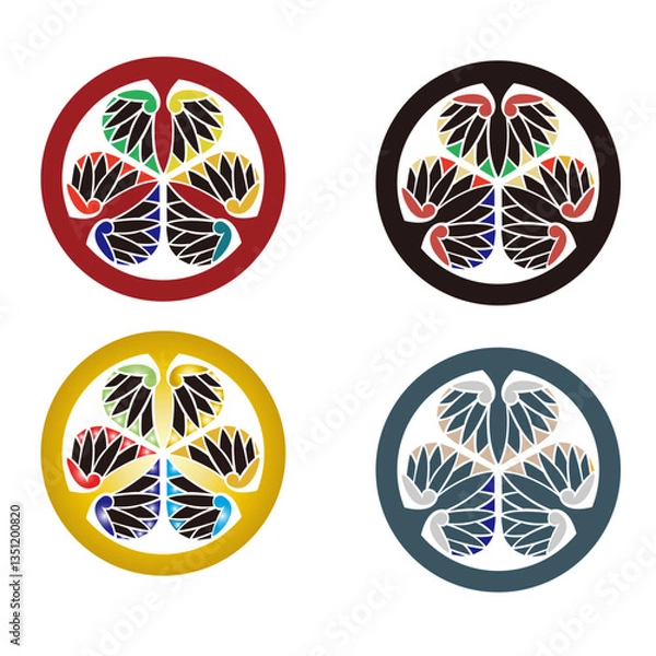 Obraz カラー家紋：三つ葉葵紋	（透過可）