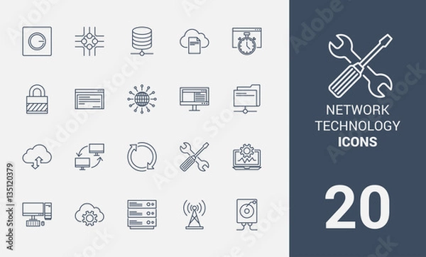 Obraz Network technology line icons.