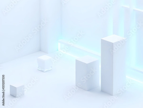 Fototapeta Abstract geometric shape commercial poster creative 3D rendering illustration background