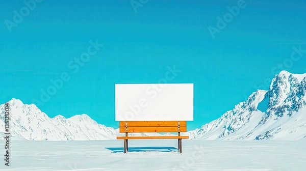 Fototapeta Minimalist outdoor billboard with a blank white display, clear sky, and natural lighting